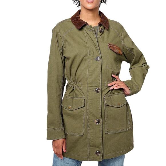 Joan Rivers Field Jacket with Corduroy Trim in Dk Olive NWT Size Large - Picture 1 of 1
